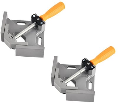GELLDG 2 stuks 90° hoekklemmen - Hoekklemmen van aluminiumlegering - Met draaibare bekken - Enkele handgreep - Geschikt voor houtbewerking en technische toepassingen