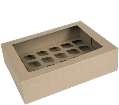House of Marie Mini Cupcake Doos 24 - Kraft - pk/2