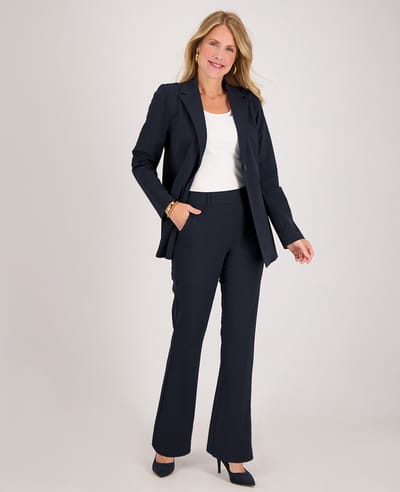 Je m'appelle Travelstof Dames Broek Flared Met stretch - Blauw - Maat XS