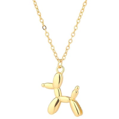 Colliers en forme de ballons et de chiens, couleur argent, pendentif créatif, chaîne de clavicule, pour femmes et filles or