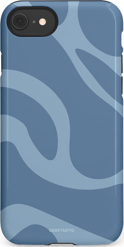 Casetastic hoesje geschikt voor Apple iPhone SE / Apple iPhone 7 / Apple iPhone 8 - Dubbellaagse bescherming - Blauwe Water Golven - Fashion Case - Grijs Lichtblauw