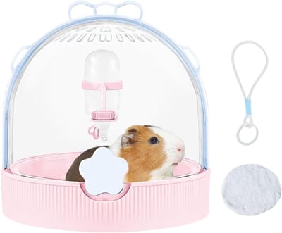Knaagdiervervoerder - Reiskooi Transportbox - Dieren Vervoeren - Met Drinkfles - 25.6x20.9x20.6cm - Roze