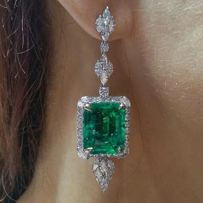 Huitan Geometrische Vierkante Groene Zirkonia Hangende Oorbellen Sprankelende Kristal CZ Luxe Oor Accessoires voor Vrouwen Bruiloft Sieraden brown