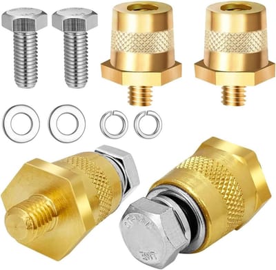 accupooladapter M8, accupoolklemmen van messing met roestvrijstalen schroeven en sluitringen - Compatibel met jachten, auto's, vrachtwagens