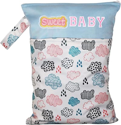 Wasbare Luier Tas - Waterdichte Wet Bag Clutch Bag voor Baby - Strand - Zwembad - Dagverblijf - Gym - Lichtblauw - Blauw - Mode