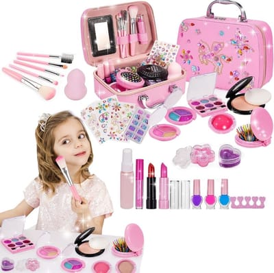 MKSS® Make up Koffer Meisjes - Kinder Speelkoffer met Inhoud - Make upset voor Kinderen - Licht Roze - Voor jouw Prinsesje