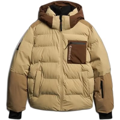 Superdry Ski Sports Gewatteerde jas met Kleurvlakken Beige Grootte: L