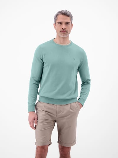LERROS Gebreide herentrui van katoen met ronde hals , Maat: M , Kleur: ARCTIC BLUE , 100% katoen