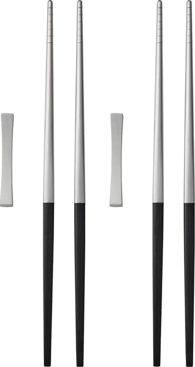 Gense Focus de Luxe Eetstokjesset 23 cm 6 delen Zwart/Mat staal