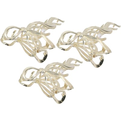3 STUKS Strik Haar Klauwklemmen Exquise Modieus Flexibel Duurzaam Metalen Haarklemmen voor Haar beige
