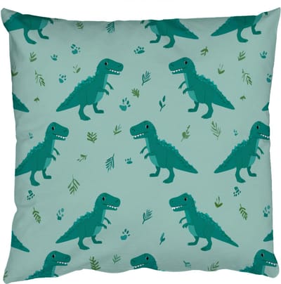 Sierkussens - Kussentjes Woonkamer - 50x50 cm - Donkergroen - Dinosaurussen - Afdrukken - Bladeren