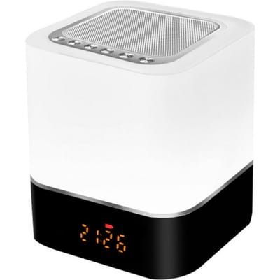 Lampe d'ambiance multifonctionnelle sans fil, haut-parleur BT, lampe tactile colorée, veilleuse LED, réveil white