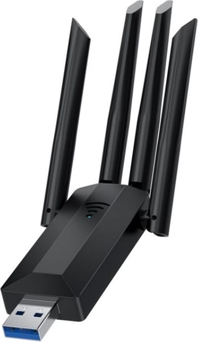 Provium USB WiFI Adapter - 1200Mbps Dongle - 2,4Ghz en 5Ghz Wifi Antenne - USB 3.0 - 4 antennes - voor Windows en MacOS - Draadloze verbinding - zwart