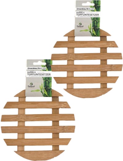Pannenonderzetter - 2 X pannenonderzetters hittebestendig - rond - D17 cm - bamboe