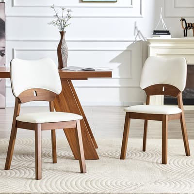 KOMHTOM Eetkamerstoelen Set van 2 - Gestoffeerde Zitting - Houten Poten - Modern Design voor Eetkamer en Woonkamer
