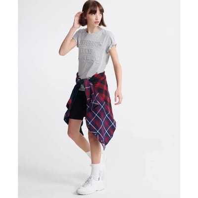 Superdry Tokyo Stars Embossed T-shirt Met Korte Mouwen Grijs M Vrouw