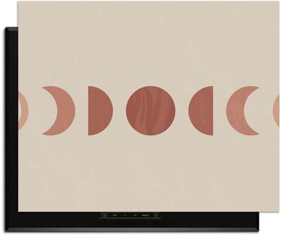 KitchenArt - Lunar Rhythm – Japandi Inductie Beschermer - 76x51.5 cm - Kookplaat Beschermer - Luxe Afdekplaat Inductieplaat - Anti-slip & Oprolbaar - Beschermmat Inductiekookplaat
