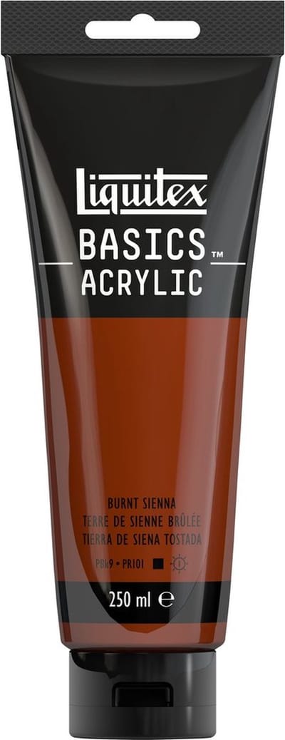 Liquitex 88700214 Basics Acrylverf Burnt Sienna – 250 ml | Kunstenaars Acrylverf | Middelmatige Viscositeit | Lichtechte Kleur voor Schilderen & Canvas