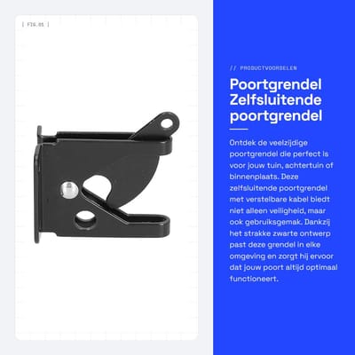 Dailygoods- Poortgrendel Zelfsluitend - Poortslot met Sleutel - Poortbeslag - Verstelbare Kabel - Tuin - Achtertuin