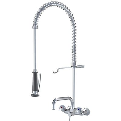 KWC Gastro two-handle wall-mounted sink mixer with dishwashing spray and swivel spout for professional kitchen K.24.42.74.000C78