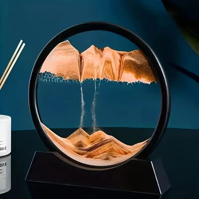 3D Zandloper - Drijvend Zand - Zandloper Decoratie - Ornament - Zandkunst - Rosegoud - Zandloper - Bewegende zandkunst