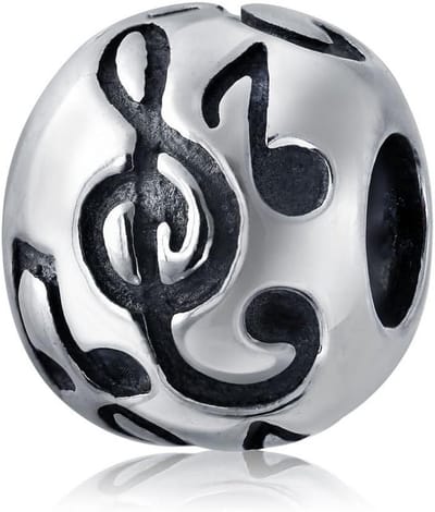 Muzikale Bedel - Muzieknoot Bedel - Armband Versieren - Sterling Zilver - 1.1 cm - Zilverkleurig
