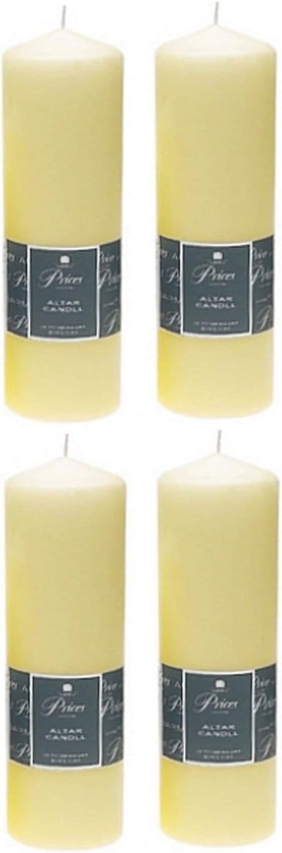 4x Grote Witte Staande Kaarsen Altaarstijl 25cm Hoog Lange Brandduur