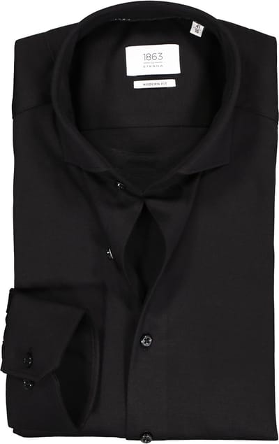 ETERNA modern fit overhemd - jersey heren overhemd - zwart - Strijkvriendelijk - Boordmaat: 48 (EU maat: 3XL)