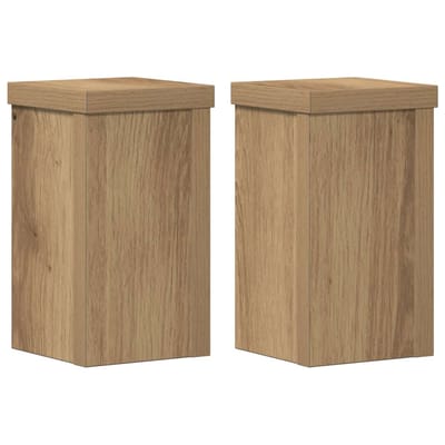 vidaXL - Plantenstandaards - 2 - st - 10x10x18 - cm - hout - artisanaal - eiken