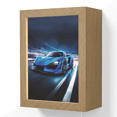 Wandlamp 15x20 cm - Oplaadbaar - Auto - Blauw - Jongens - Kind - Wandlampen binnen woonkamer - Slaapkamer lamp met kabel - Decoratieve nachtlamp - Vloerlamp snoer