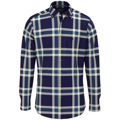 Fynch-Hatton Overhemd Big Check Button Down Navy / male