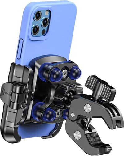 Thijox - Verbeterde Universele Anti-Vibratie Telefoonhouder voor Motorfiets Stuur 5.4"-7.2" Smartphones, Quick Release, Schokdemper, Drielaags Demping