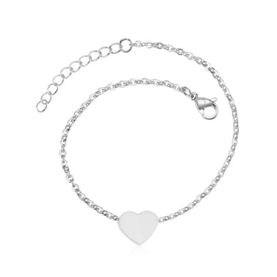 Planet Pink - Armband hartje zilver - Stainless Steel - Roestvrij Staal rvs - Waterproof