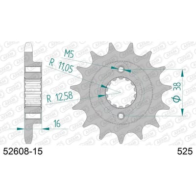 Stalen motortandwiel voor Afam 525 15 dents