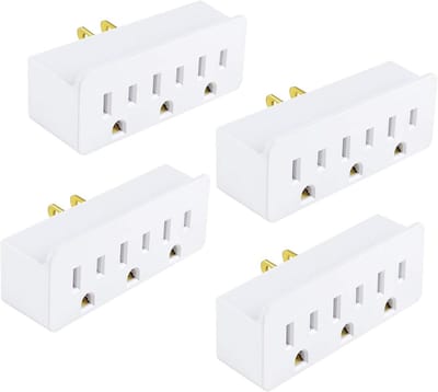 Stopcontact Verdeler - Stekker Adapter - Meerdere Apparaten - 3 Uitgangen - 4 Stuks - Wit