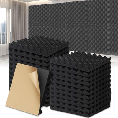 Acoustic Panelen - Pack van 24 - 30 x 30 x 2.5 cm - Geluidsisolatie voor Wand - Deur - Plafond - Zelfklevende Geluidsabsorberende Wandpanelen