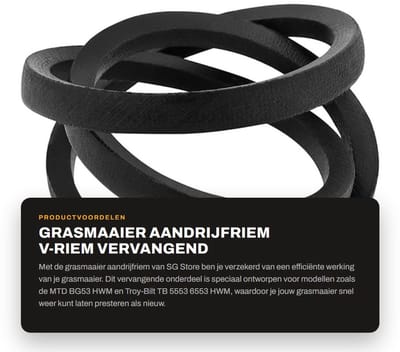 Dailygoods- Aandrijfriem V-riem vervangend onderdeel - Binnenomtrek 750 mm - Buitenomtrek 772 mm - Breedte 10 mm - Compatibel met MTD/Troy-Bilt - Rubber/vezelmaterialen - Grasmaaier Riem