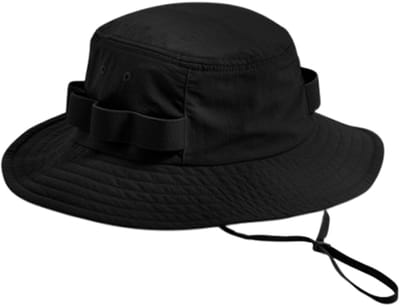 Beechfield - Safari hoed - Bucket hat - Vissershoedje - Zonnehoed - Met kinband - UPF50+ bescherming - Zwart - Maat S/M