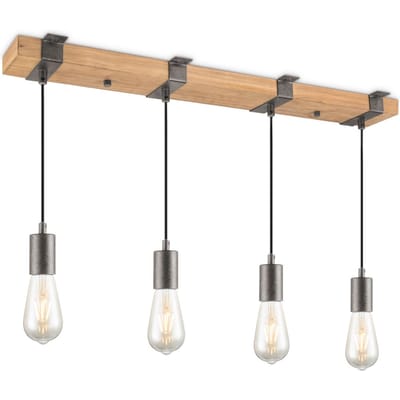 Home Sweet Home - Landelijke Hanglamp Denton - geschikt voor E27 LED lichtbron - 3 lichts hanglamp gemaakt van Hout - 70/14/110cm - Pendellamp