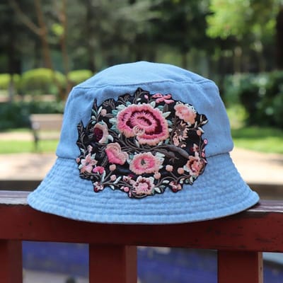 Chapeau Seau pour Dames Broderie Ethnique Quatre Saisons Pare-Soleil Chapeau de Pêcheur Respirant d'Extérieur Décontracté Chapeau Bassin gray