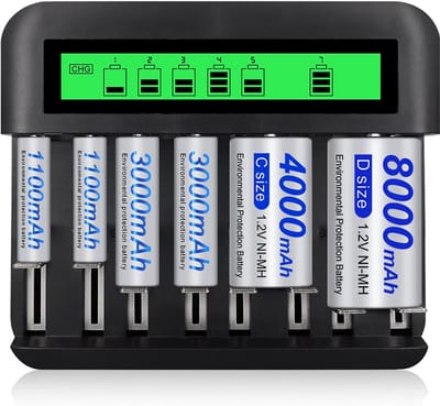 Universele Batterij Oplader 8 Bay met LCD voor AA AAA C D Oplaadbare Batterijen