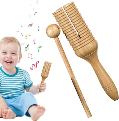 Houten Muziekinstrument - Ritmeinstrument Kraaiengeluid - Muzikale Vaardigheden Leren - Veilig Natuurlijk Materiaal - 19.5 cm Lengte - Niet Gespecificeerd