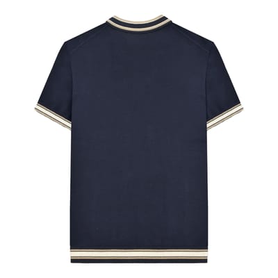 Lambretta Heren SS25 Gebreide Polo met Contrasterende Rand (Marineblauw)