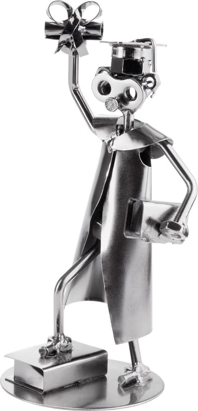 BRUBAKER Schroef Man - Met afstudeer hoed- Handgemaakt Metaal - Graduation - Examen - Geslaagd - Cadeau Idee voor Afstuderen - Bachelor Master