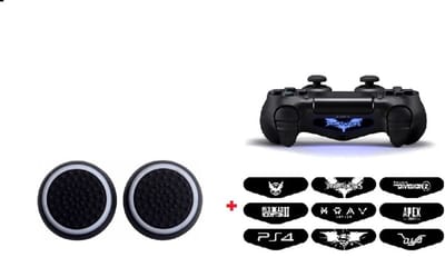 Joystick Grip Cap-Thumb Grips(voor 1X controller set van 2) voor PS 3-4 en Xbox Zwart met Witte circel met willekeurige Licht Cover Bar Sticker Voor PS4