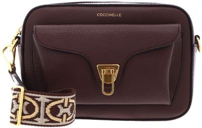 COCCINELLE Leren schoudertas Beat Soft Ribb Crossbody Bag Grained Leather Berry donkerpaars