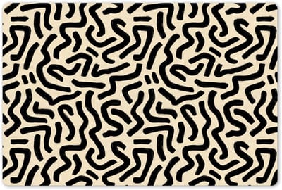 Placemats 45x30 cm - Placemat kunststof - 1 stuk - Abstract - Lijnen - Zwart - Borden onderleggers - Decoratie voor op tafel - Keuken tafeldecoratie accessoires - Vinyl onderlegger - Tafelversiering