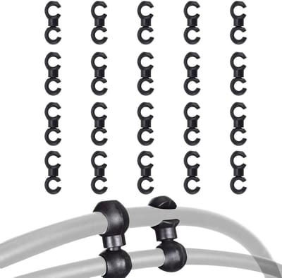 Verstelbare S-Haak Clips voor Fietskabels, Rotating S-Haken, 20 Stuks voor Remkabels en Accessoires (Zwart)