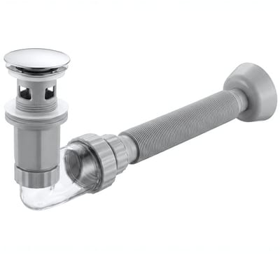 Rea - Wastafelsifon Met Click-clack Afvoer Flow Chrome - 93 x 6,3 x 8,2 cm