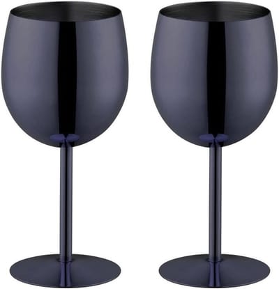 Set van 2 RVS Witte Wijnglazen 350ml - Duurzame Metalen Bekers voor Cocktails, Champagne en Bier
